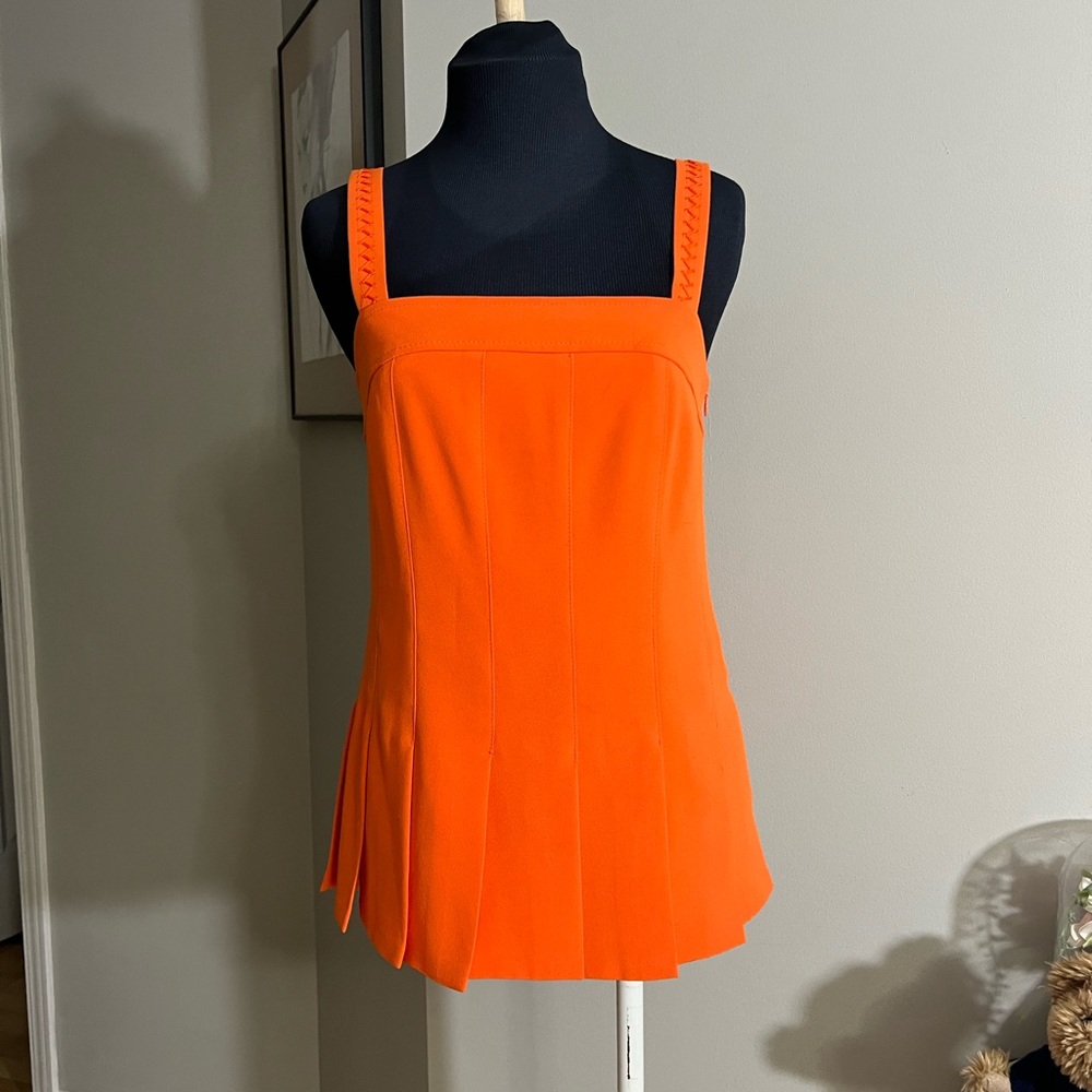 Trina Turk -  Orange carwash pleated tank (XS)